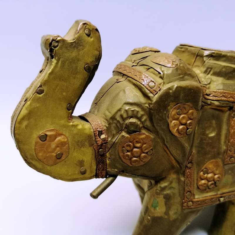 Original Hand Crafted Vintage Brass and Copper Metal Covered Oriental Elephant!!!