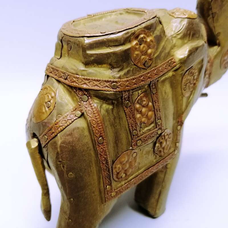 Original Hand Crafted Vintage Brass and Copper Metal Covered Oriental Elephant!!!
