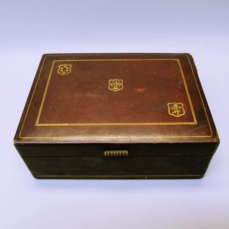 Original Vintage Leather Covered Cigar Box / Compartment Box!!!