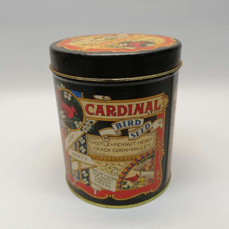 Original Vintage Lithographed Cardinal Bird Seed Tin!!!
