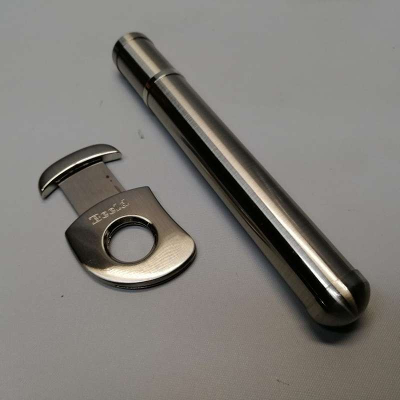 Original Chrome Metal Cigar Tube and Cigar Cutter!!!