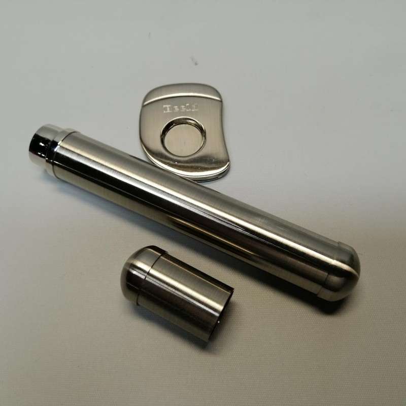 Original Chrome Metal Cigar Tube and Cigar Cutter!!!