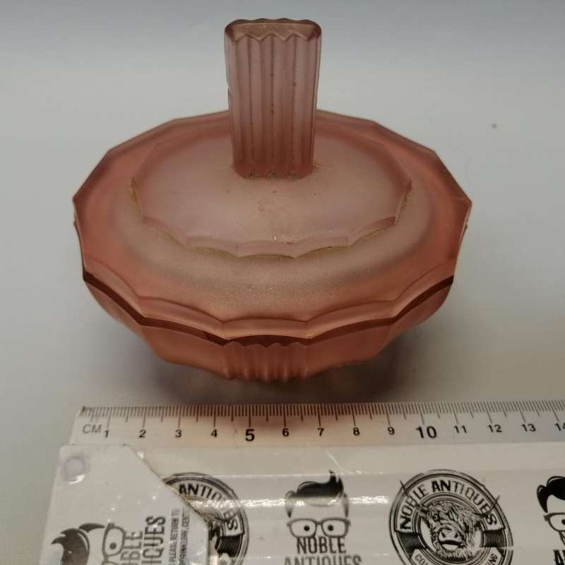 Vintage  Pink Art Deco Pressed Glass Powder Bowl and Lid!!!