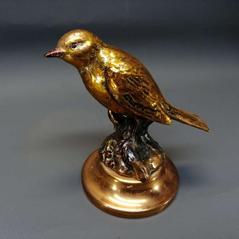 Original Detailed Copper Plated Finch on Stand!!!