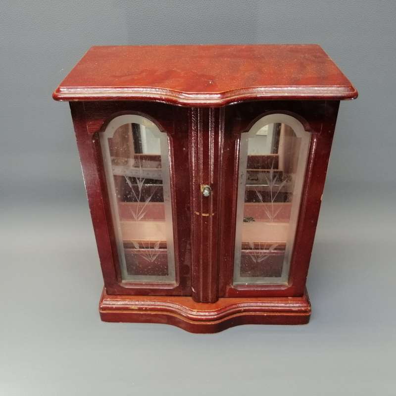 Original Wood and Glass Jewelry Case With Drawer!!!