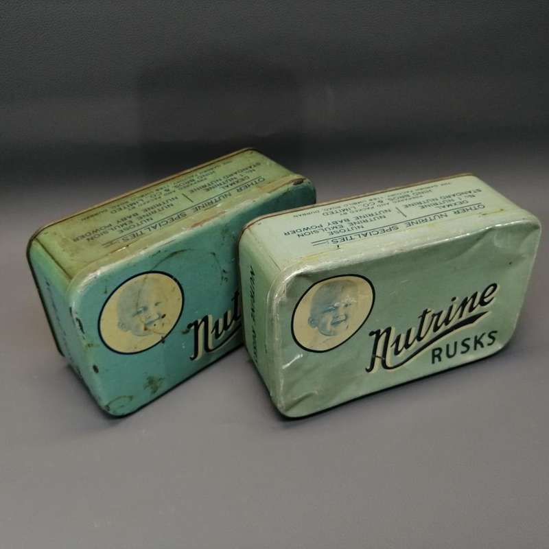 Two Vintage Nutrine Rusks Tins!!! Bid For Both!!!