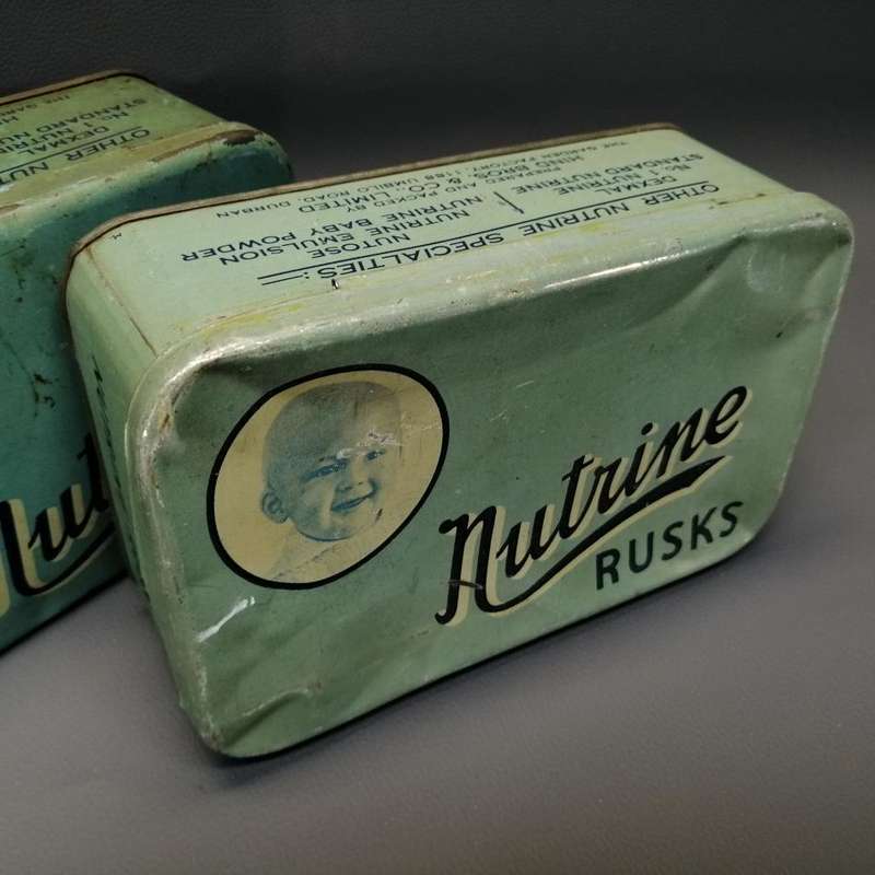 Two Vintage Nutrine Rusks Tins!!! Bid For Both!!!