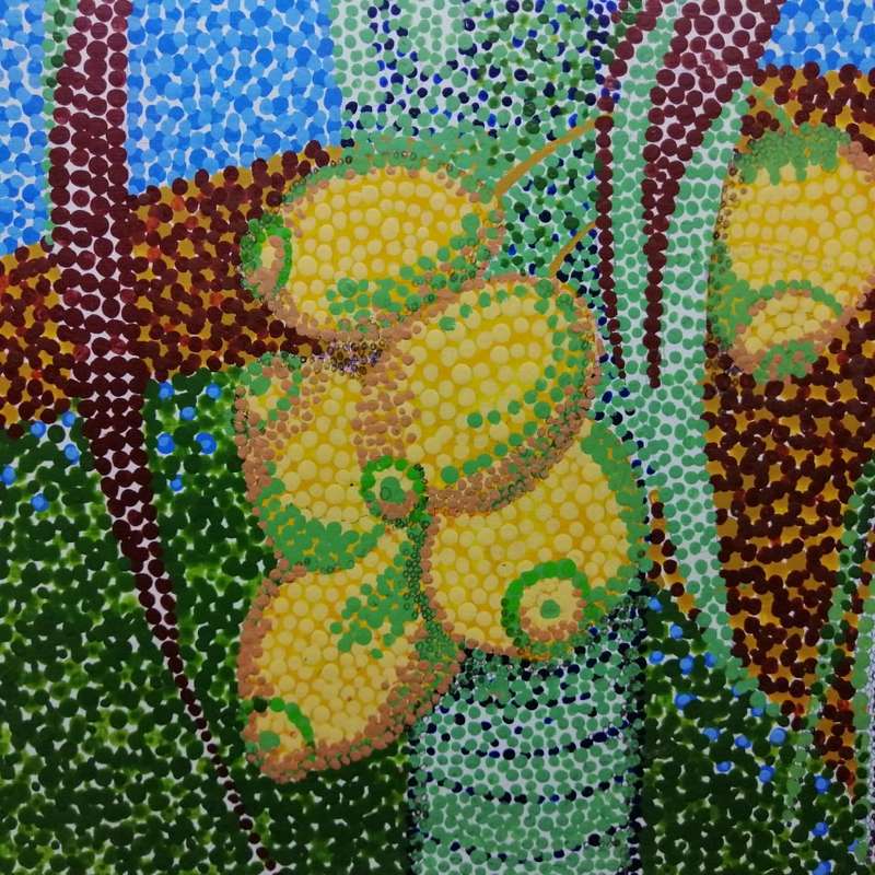 Large Framed Charmazel Acrylic On Board Pointillism Still Life - 750mm x 750mm