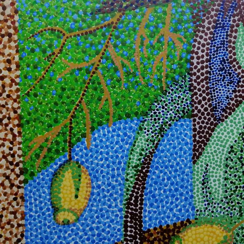 Large Framed Charmazel Acrylic On Board Pointillism Still Life - 750mm x 750mm