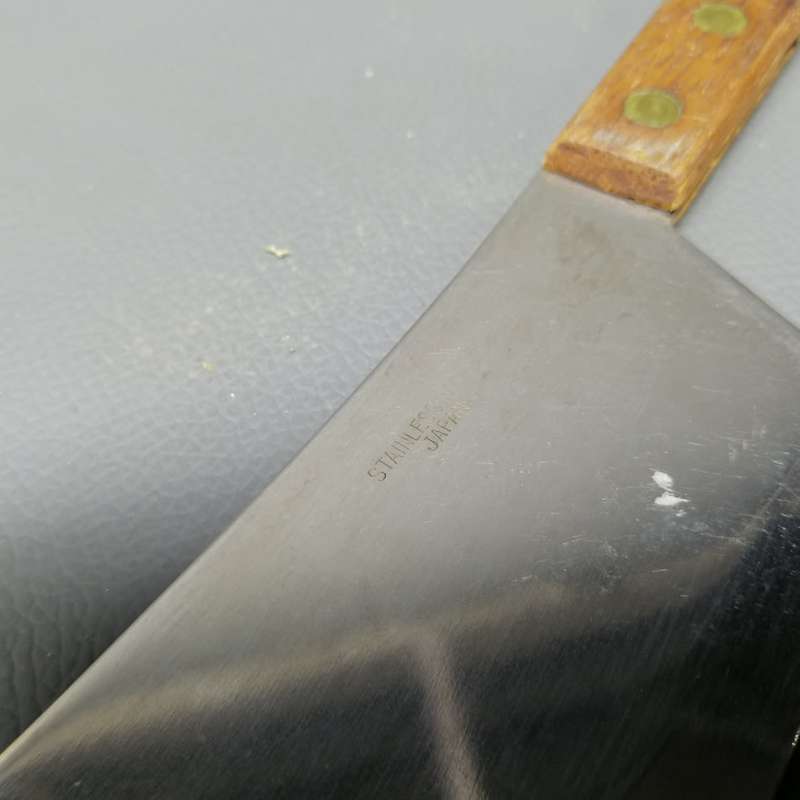 Original Vintage Wood Handled Japanese Stainless Steel Meat Cleaver!!