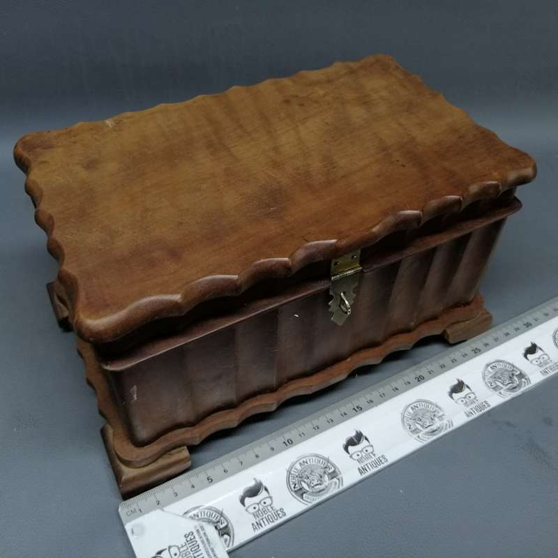 Large Original Hand Crafted Mid Century Mahogany Jewelry or Trinket Box!!!