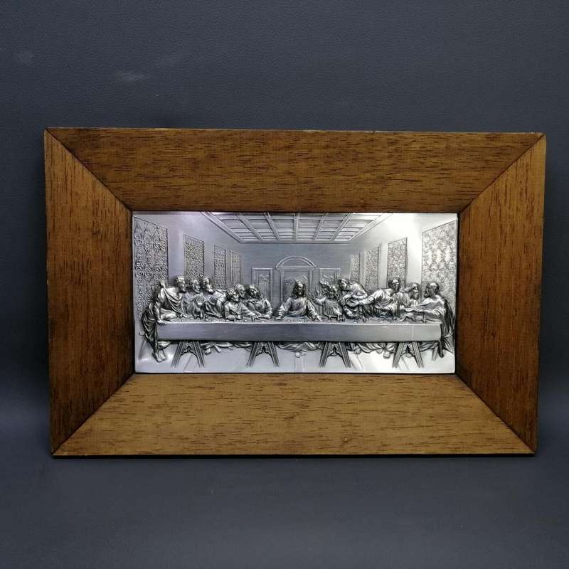 Framed Silver-plate Pressed Metal Depiction of the last supper!!!