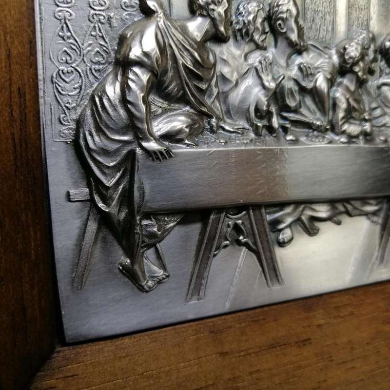 Framed Silver-plate Pressed Metal Depiction of the last supper!!!