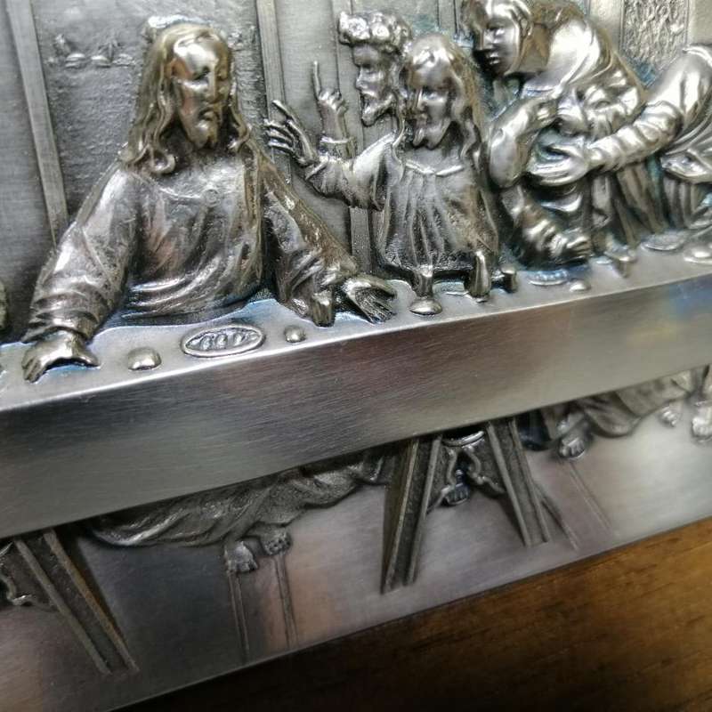 Framed Silver-plate Pressed Metal Depiction of the last supper!!!