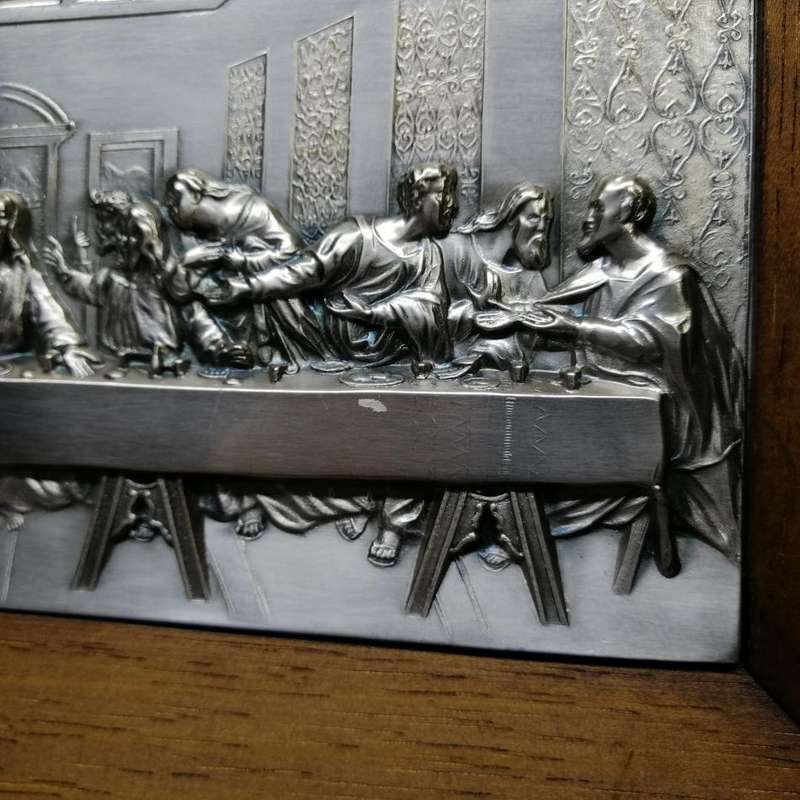 Framed Silver-plate Pressed Metal Depiction of the last supper!!!