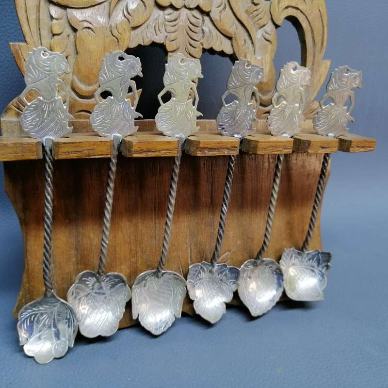 Vintage Hand Crafted 800 Marked Silver Silver Spoons and Rack!!!