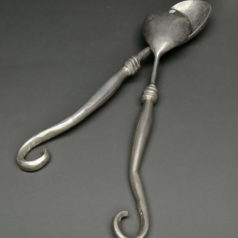 Two Large Pewter Serving Salad Serving Spoons - Bid for Both!!!