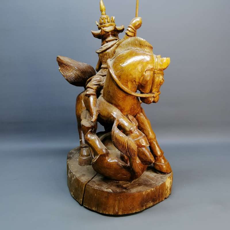 Large Vintage Mongolian Carving Depicting A Bull Kill From Horse Back!!!