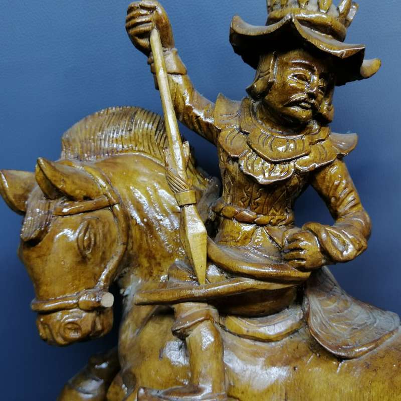 Large Vintage Mongolian Carving Depicting A Bull Kill From Horse Back!!!
