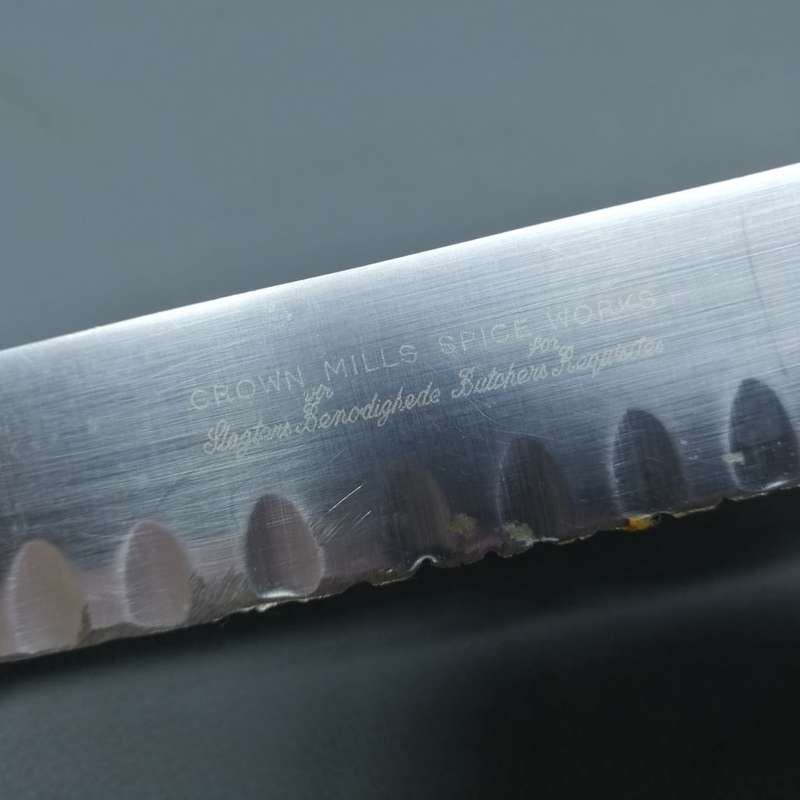 LARGE Crown Mills Spice Works Butchers Knife Made in Sheffield England!!!