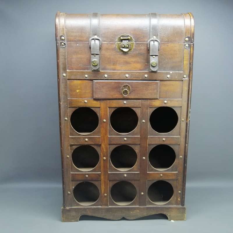 Original Hand Crafted Combination Wine Rack Drawer and Shipping Trunk Styled Cabinet!!!