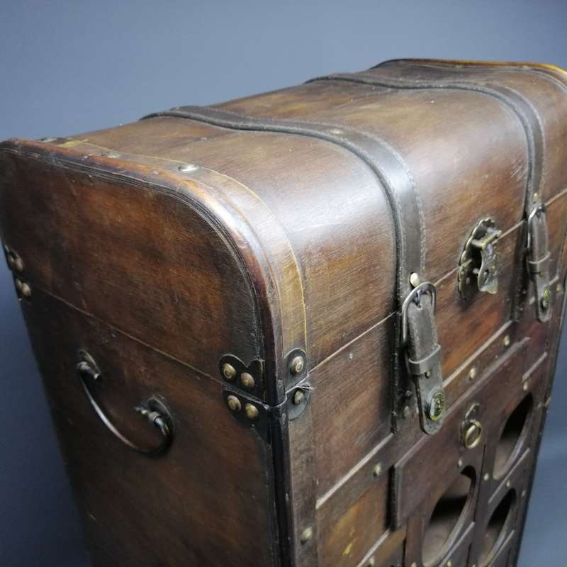 Original Hand Crafted Combination Wine Rack Drawer and Shipping Trunk Styled Cabinet!!!