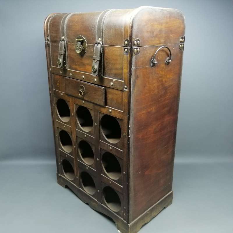 Original Hand Crafted Combination Wine Rack Drawer and Shipping Trunk Styled Cabinet!!!