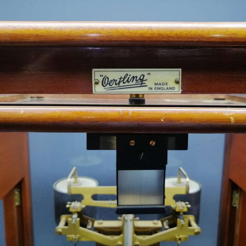 RARE!!! LARGE Antique Oertling English Scientific Wood Boxed Scale !!!