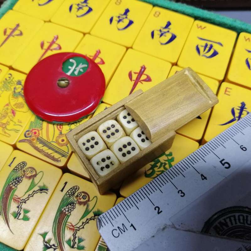 RARE!!! Antique (c1920)Leather Cased Bone Hand Finished Mahjong Board Game - Complete!!!