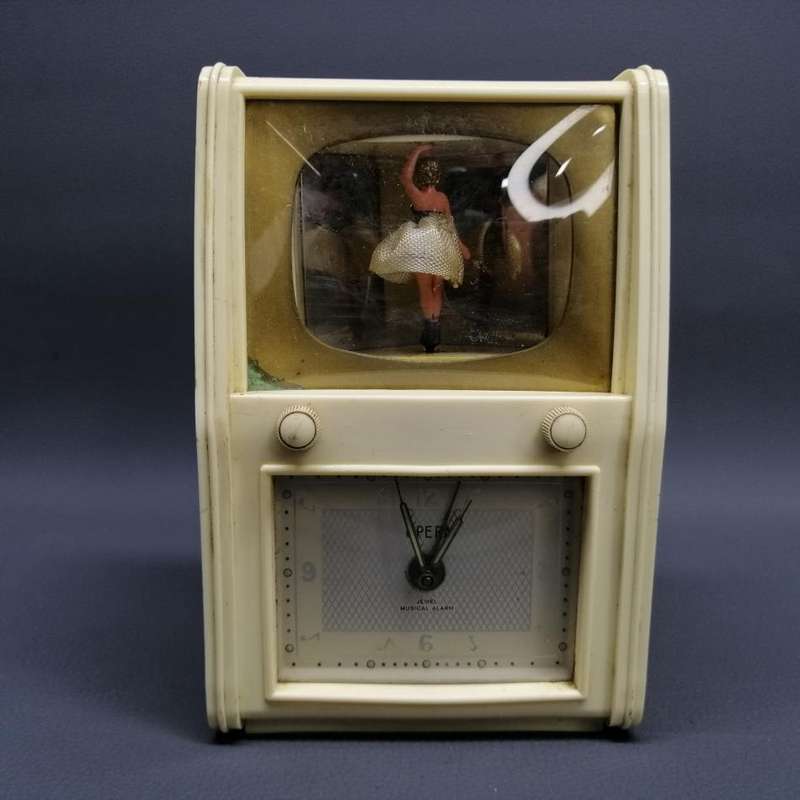 RARE!!! Original Vintage German Dancing Ballerina Music Box Alarm Clock - Working!!!