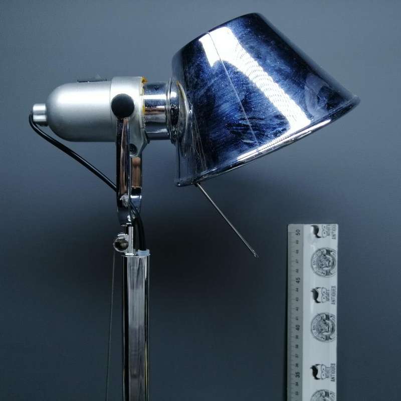 LARGE Original Chrome Metal and Steel Wire Industrial Styled Table Lamp (850mm)
