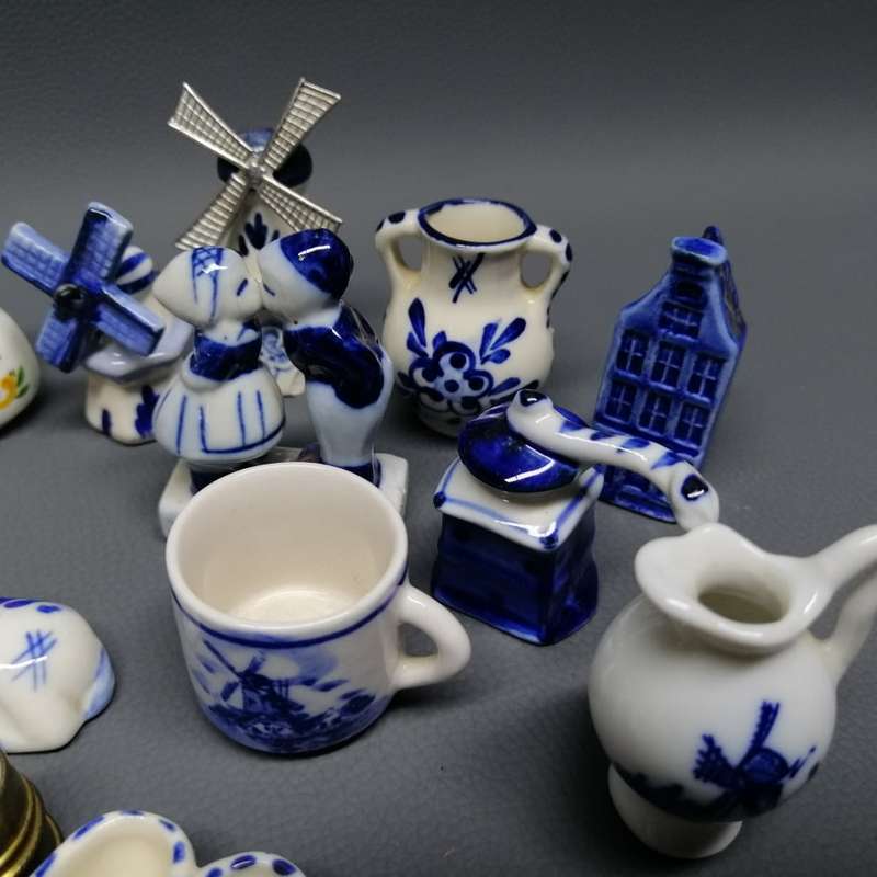 Large Collection of Dutch Delft Blue and White Printer Tray Miniatures!!! (Bid for All)