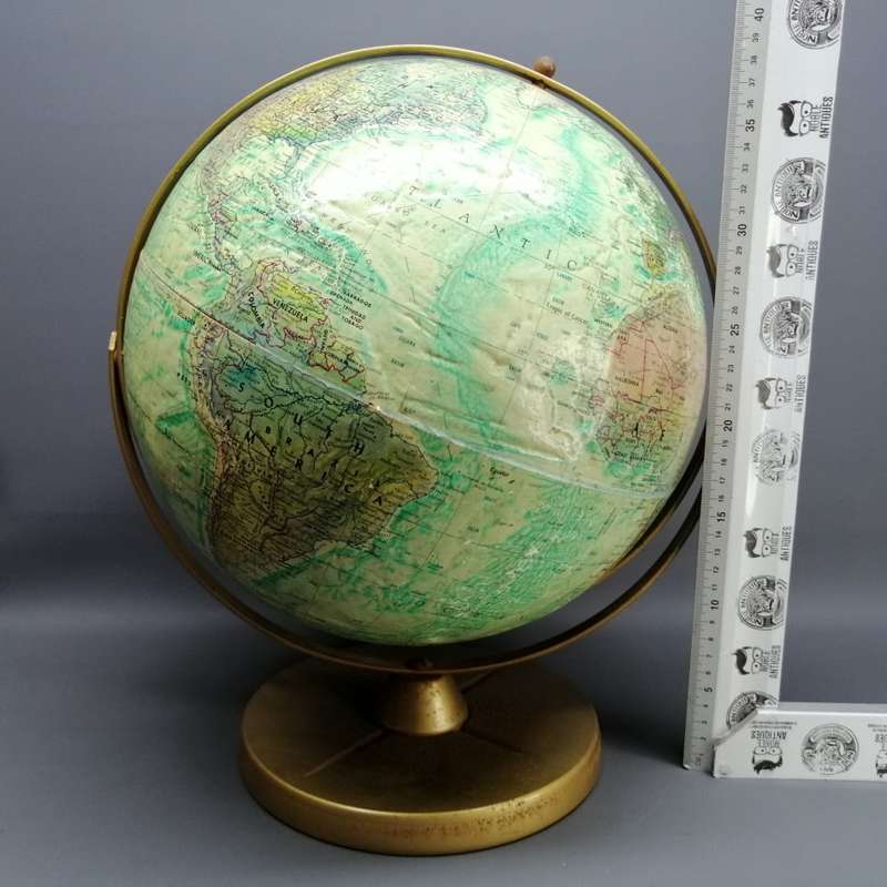 Large Vintage USA Made 46cm (18 inch) World Ocean Globe on Metal Stand!!!