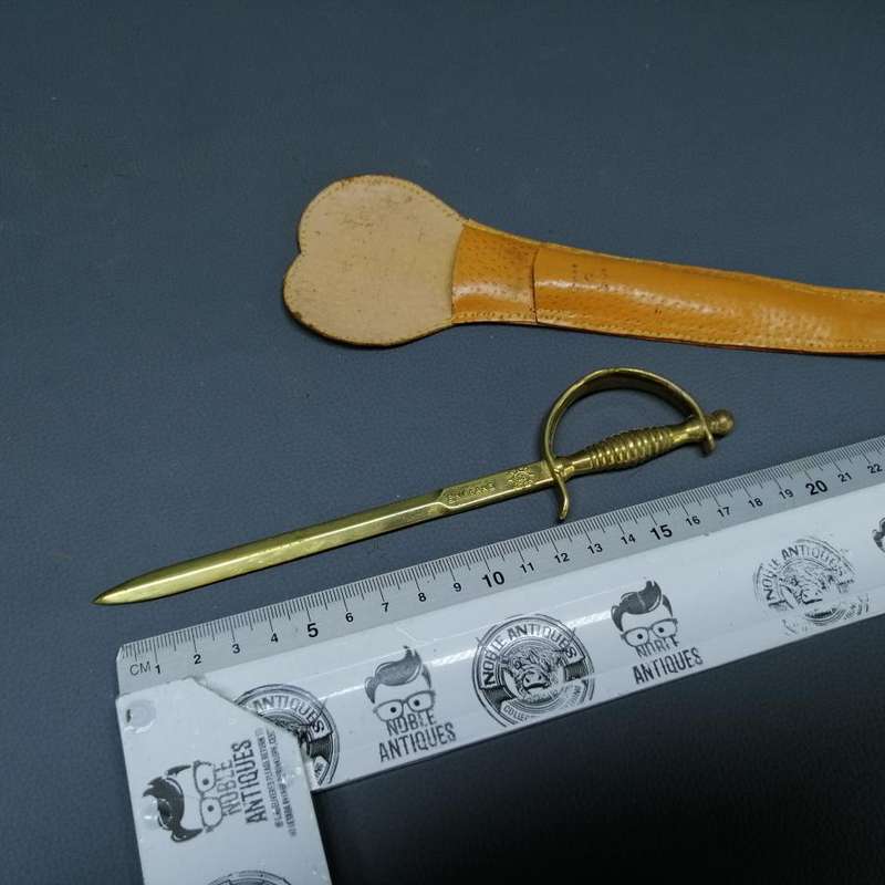 Solid Brass English Sword Themed Letter opener and Leather Sheath!!!