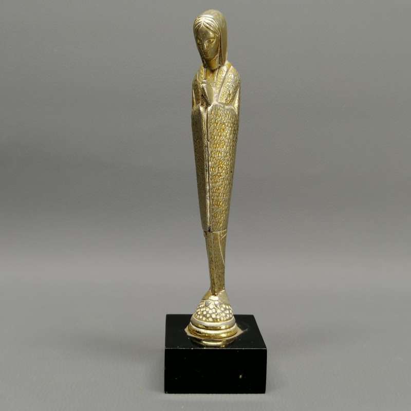 Vintage Cast Metal On Marble Base Religious Icon Statue!!!!