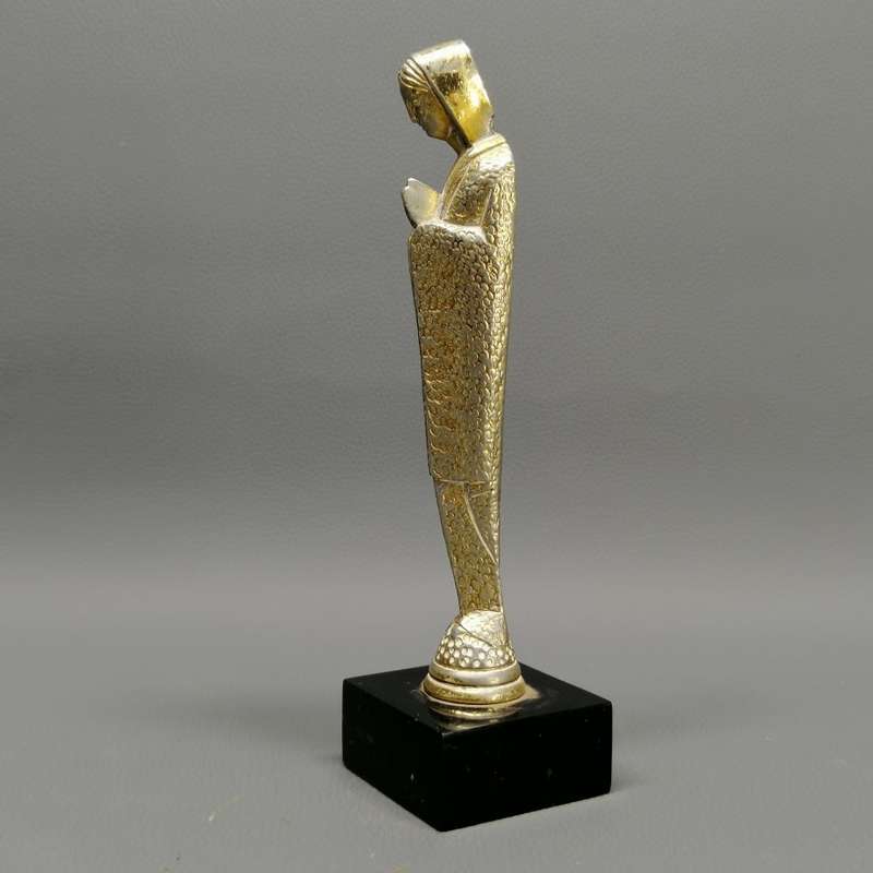 Vintage Cast Metal On Marble Base Religious Icon Statue!!!!