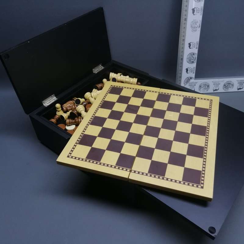Fantastic!!! Wood Boxed Table Chess and Draughts Set!!! All Wood!!!