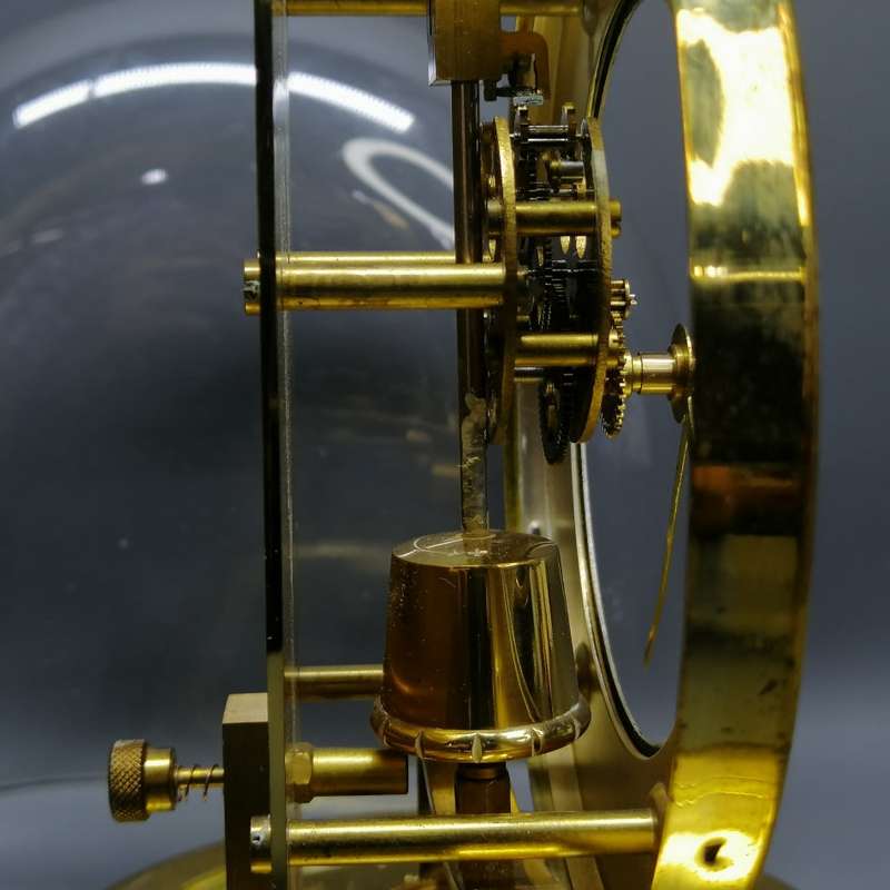 RARE!!! Original Brass Glass Domed German Kieninger & Obergfell Cardinal Mechanical Mantel Clock