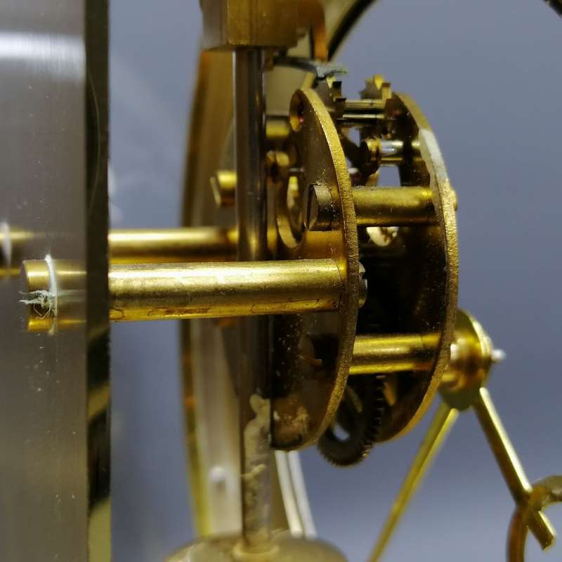 RARE!!! Original Brass Glass Domed German Kieninger & Obergfell Cardinal Mechanical Mantel Clock