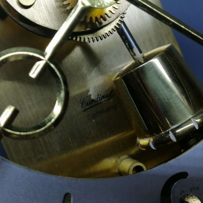 RARE!!! Original Brass Glass Domed German Kieninger & Obergfell Cardinal Mechanical Mantel Clock