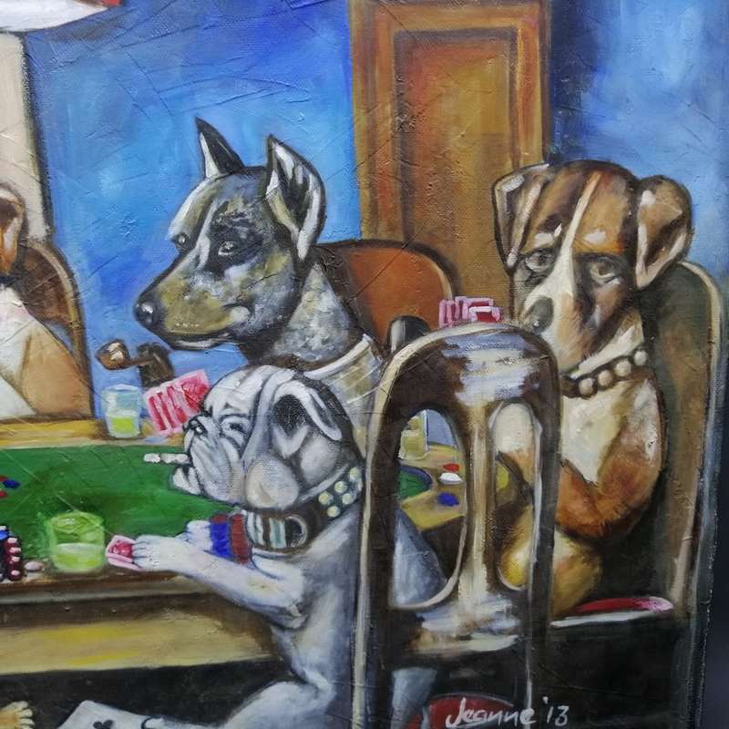 Original Oil on Stretched Canvas of Poker Playing Dogs!!! ( 700 x 500 )