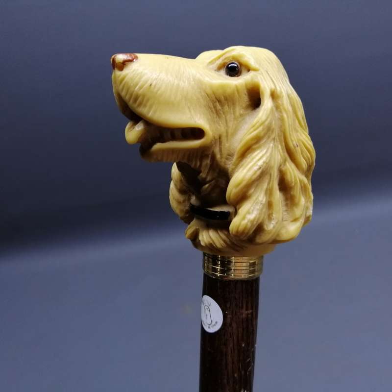 Original Vintage Walnut and Canine Themed Handle Walking Stick!!!