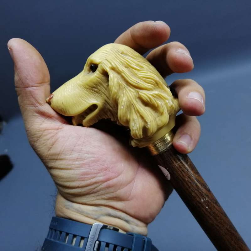 Original Vintage Walnut and Canine Themed Handle Walking Stick!!!