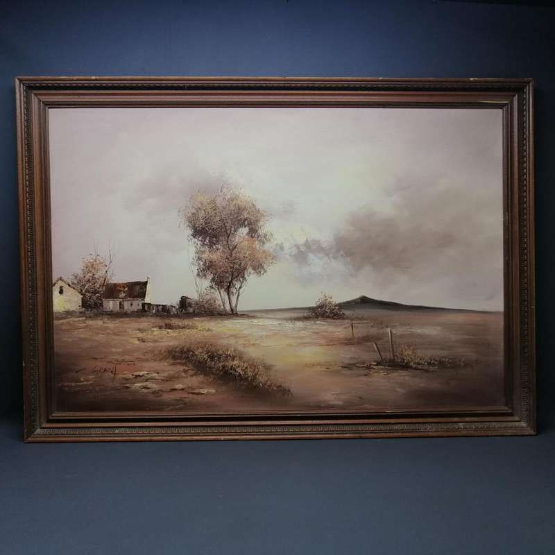 MASSIVE Original Framed Oil on Board Desert Landscape by G Grant!!! 1000 x 700