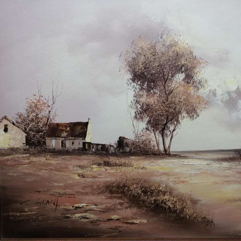 MASSIVE Original Framed Oil on Board Desert Landscape by G Grant!!! 1000 x 700