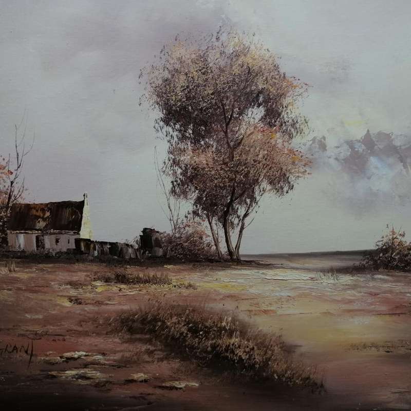 MASSIVE Original Framed Oil on Board Desert Landscape by G Grant!!! 1000 x 700