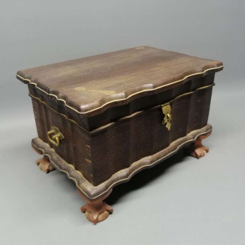 RARE!!!! Original Kiaat Ball and Claw Mini Kist or Keep Sake Box with Brass Handles!!!