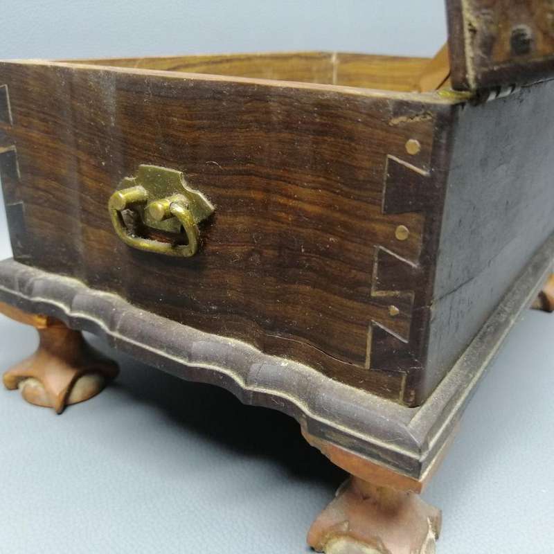RARE!!!! Original Kiaat Ball and Claw Mini Kist or Keep Sake Box with Brass Handles!!!