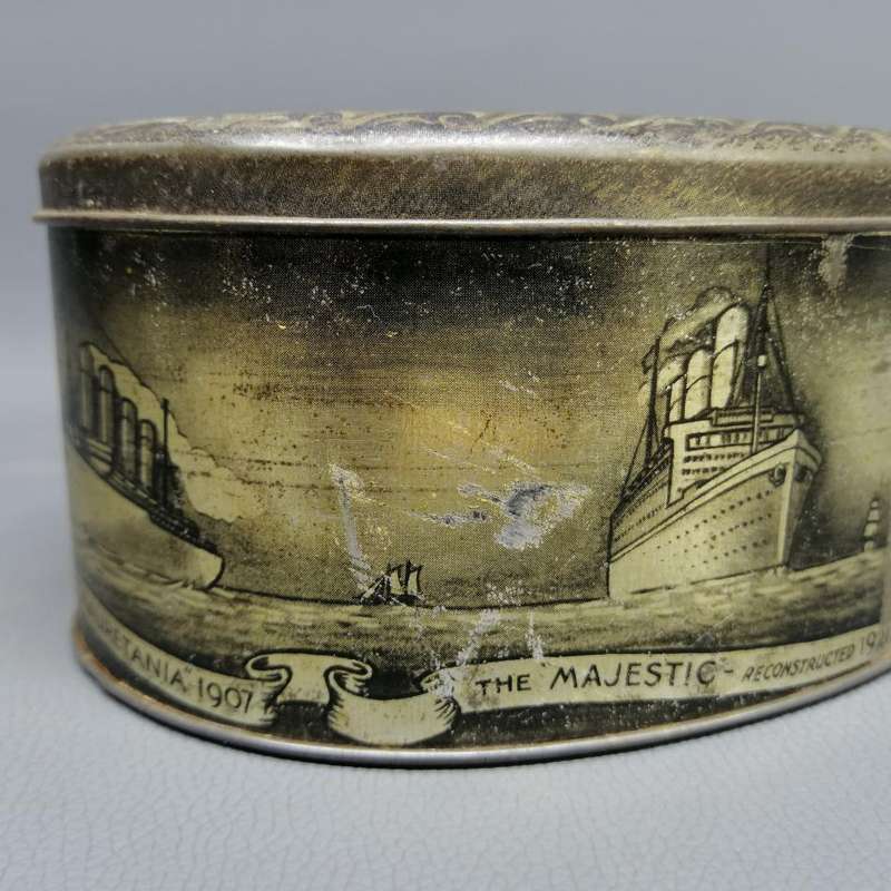 RARE!!!! The Queen Mary Embossed Lithographed Antique Biscuit Tin!!!