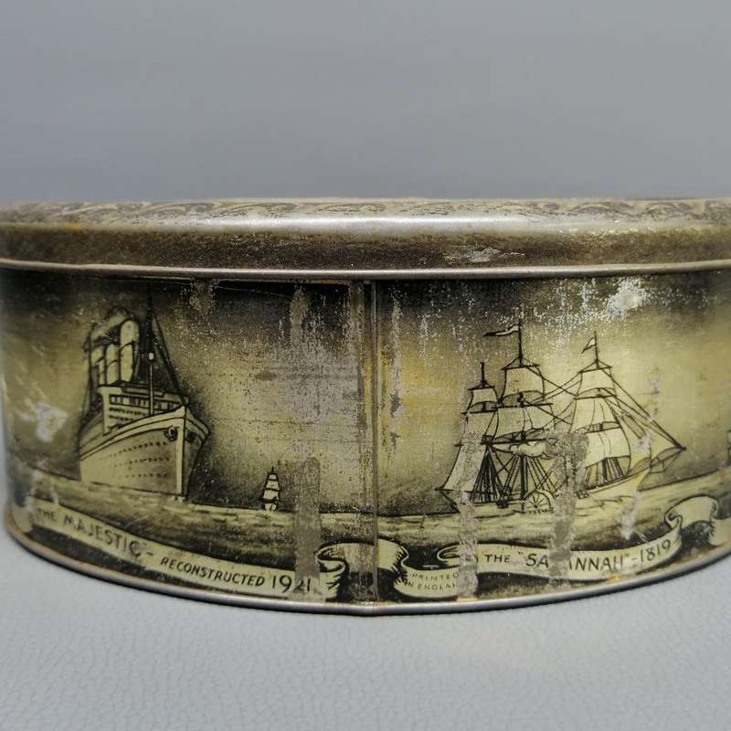 RARE!!!! The Queen Mary Embossed Lithographed Antique Biscuit Tin!!!
